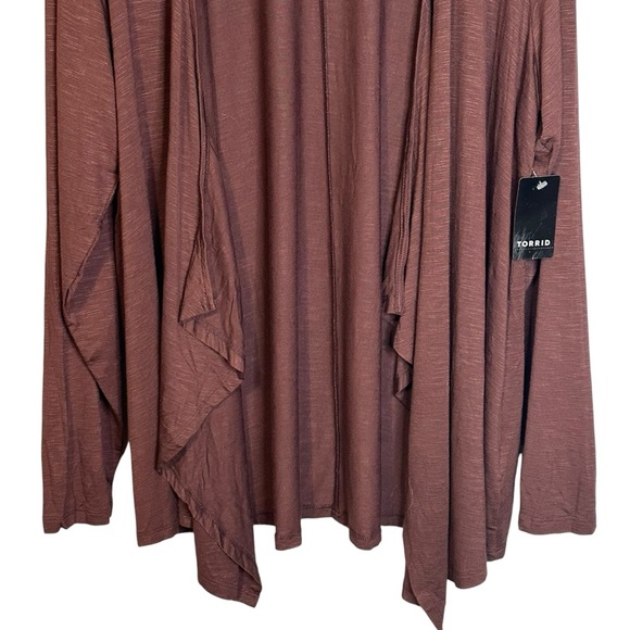 Torrid Brown Super Soft LS Slub Knit Draped Cardigan Plus 2X 18-20 NWT 13587040 - Picture 4 of 12